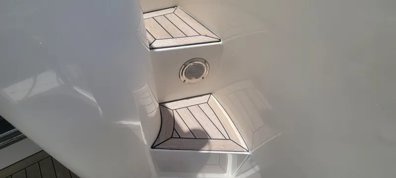 Slide: The Image of Close-up of 2009 Ferretti Yachts 470 steps with wooden detailing. - 30