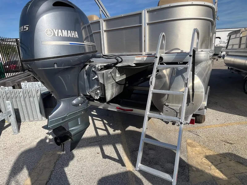 Slide: The Image of 2019 Godfrey Sweetwater 2286 pontoon boat with Yamaha 115 outboard motor and ladder. - 3