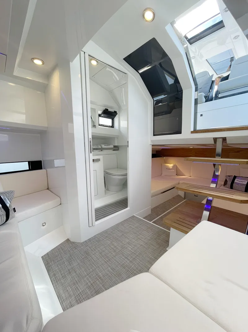 Slide: The Image of Luxurious interior of 2025 De Antonio Yachts D36 OPEN, featuring modern design and comfortable seating. - 12