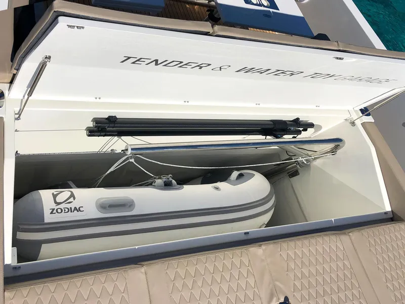 Slide: The Image of 2024 De Antonio Yachts D42 Open with Zodiac tender storage compartment. - 16