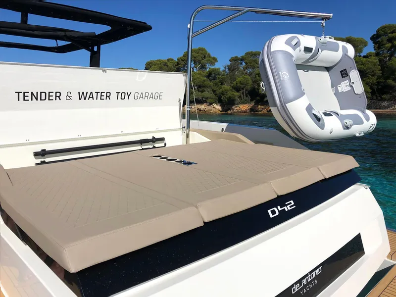 Slide: The Image of 2024 De Antonio Yachts D42 Open with tender and water toy garage. - 19