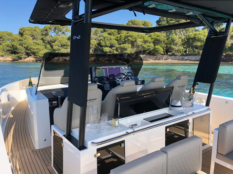 Slide: The Image of 2024 De Antonio Yachts D42 Open luxury yacht with sleek design and modern amenities. - 2