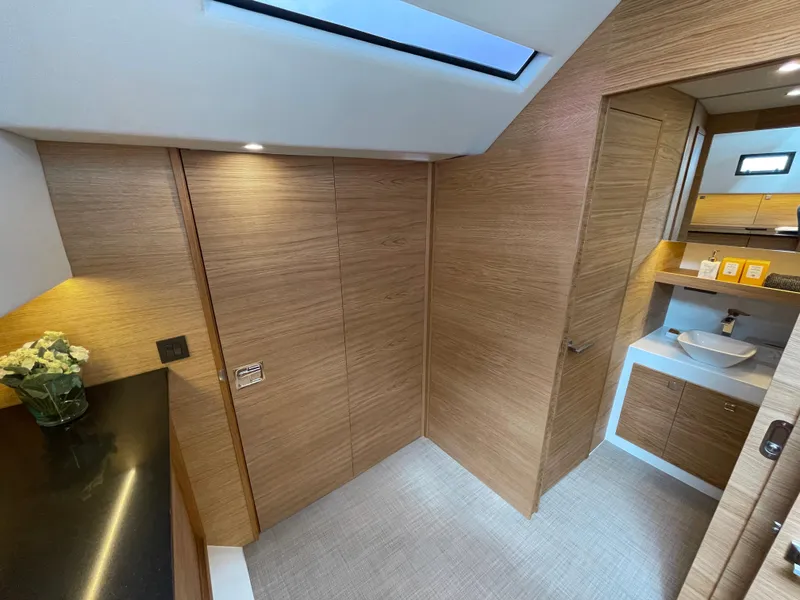 Slide: The Image of Luxurious interior of 2024 De Antonio Yachts D50 OPEN with modern wood finish. - 16