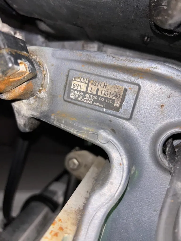 Slide: The Image of Close-up of a 2009 Hell's Bay WATERMAN engine part with Yamaha label. - 13