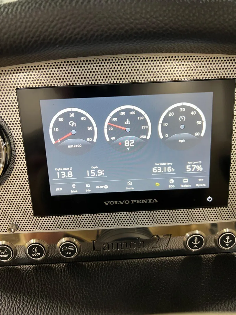 Slide: The Image of Dashboard of 2023 Chris-Craft Launch 27 boat with Volvo Penta display. - 23