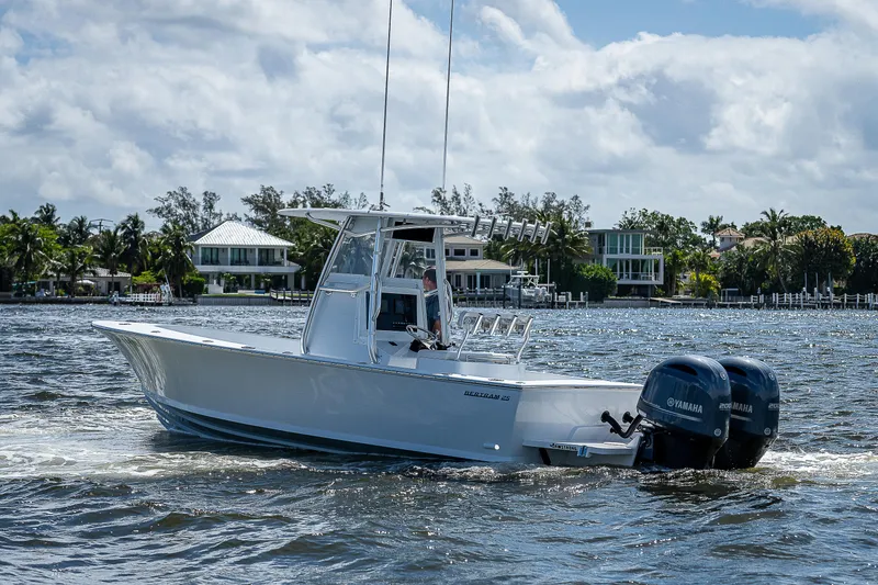 Slide: The Image of 1969 Bertram 25 Moppie boat cruising on a sunny day. - 33