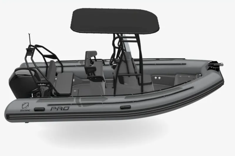 Slide: The Image of 2024 Zodiac Pro 5.5 inflatable boat with T-top and seating. - 6