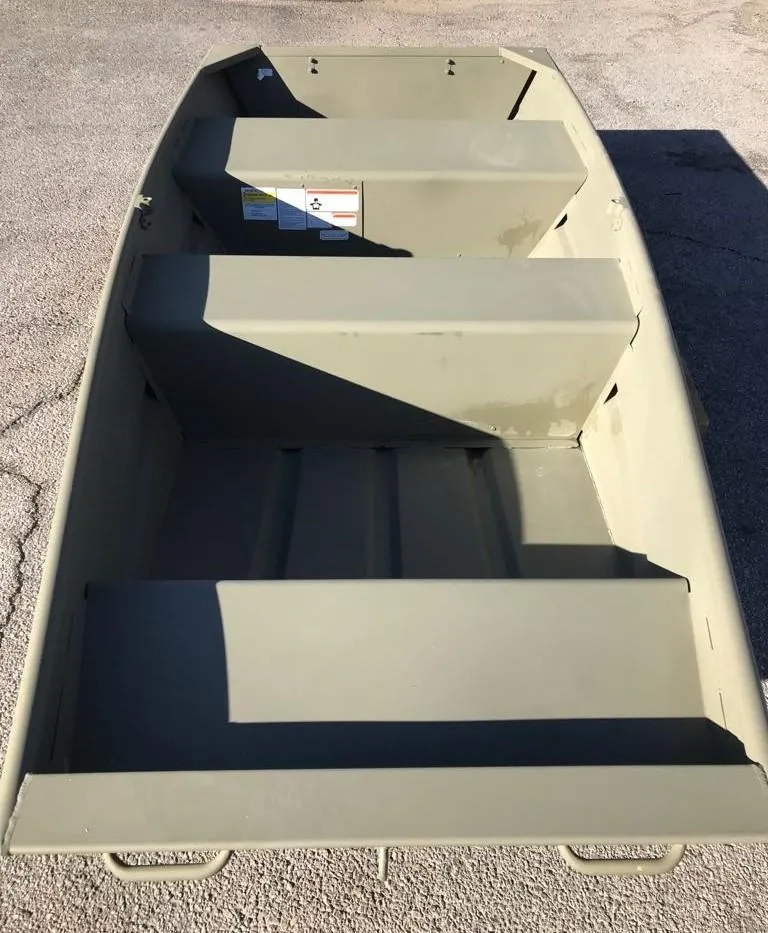 Slide: The Image of 2024 Tracker Grizzly 1036 Jon boat, interior view, olive green finish. - 4