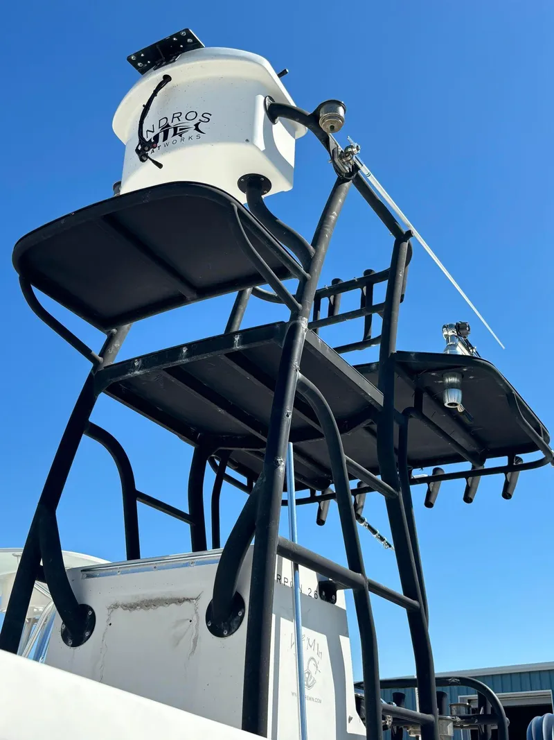 Slide: The Image of Andros Tarpon 26 2014 boat tower with rod holders and equipment. - 10
