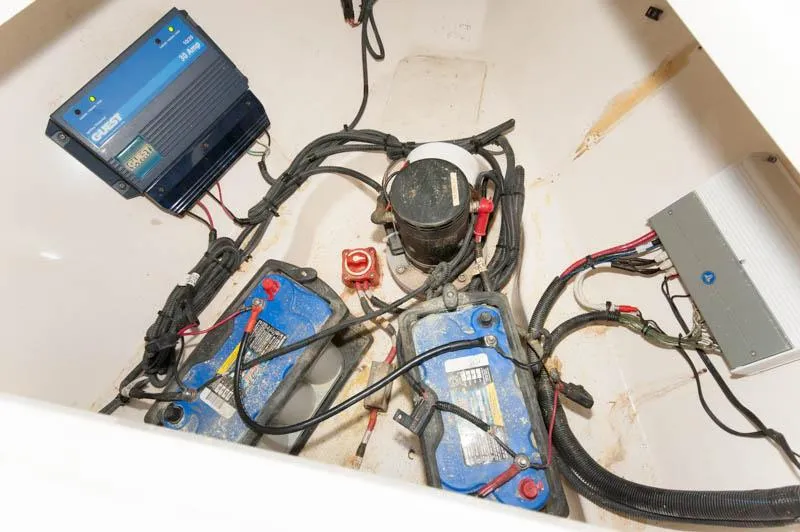 Slide: The Image of Electrical system and batteries of a 2008 Boston Whaler 345 Conquest boat. - 10