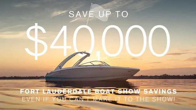 Slide: The Image of 2024 Regal LS6 boat on trailer in indoor showroom. - 2