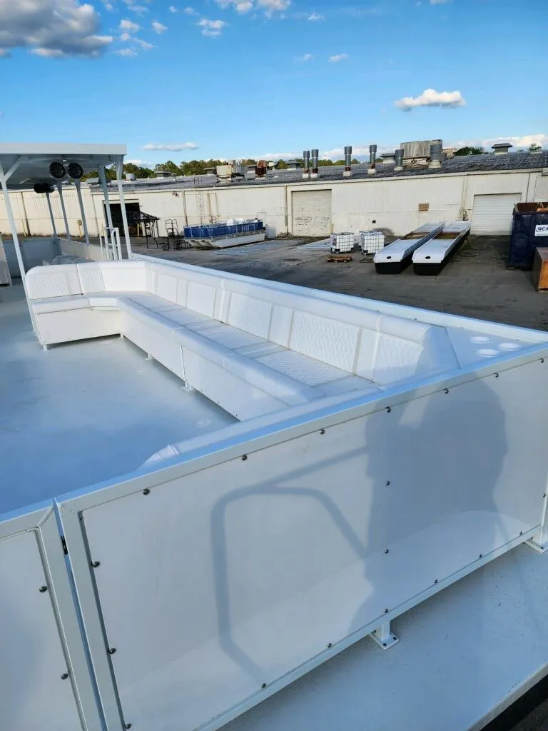 Slide: The Image of 2024 A&M Manufacturing BullDog 50 boat with spacious seating area. - 28