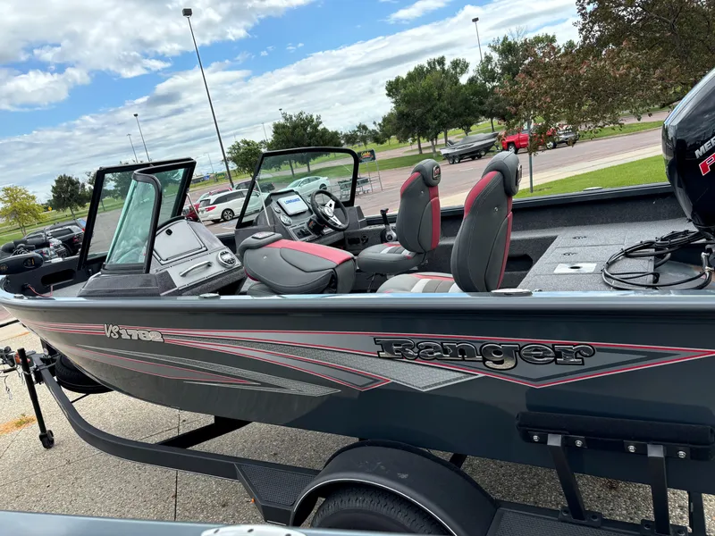 Slide: The Image of 2024 Ranger VS1782SC Angler fishing boat with modern design and comfortable seating. - 1
