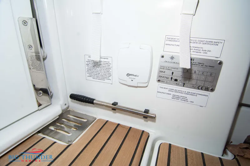 Slide: The Image of Jeanneau Leader 10.5 WA 2024 interior details with safety instructions and equipment. - 20