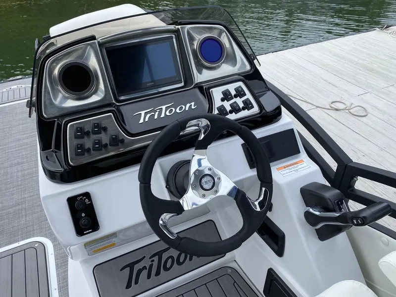 Slide: The Image of Control console of 2024 JC Neptoon Sport 23TT DSL pontoon boat. - 17