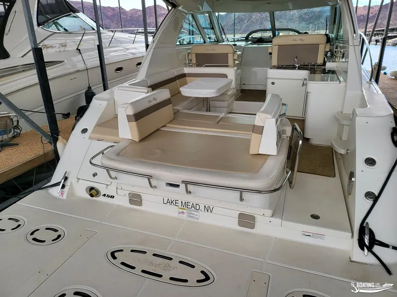 Slide: The Image of 2012 Sea Ray 450 Sundancer yacht docked at Lake Mead, NV. - 23