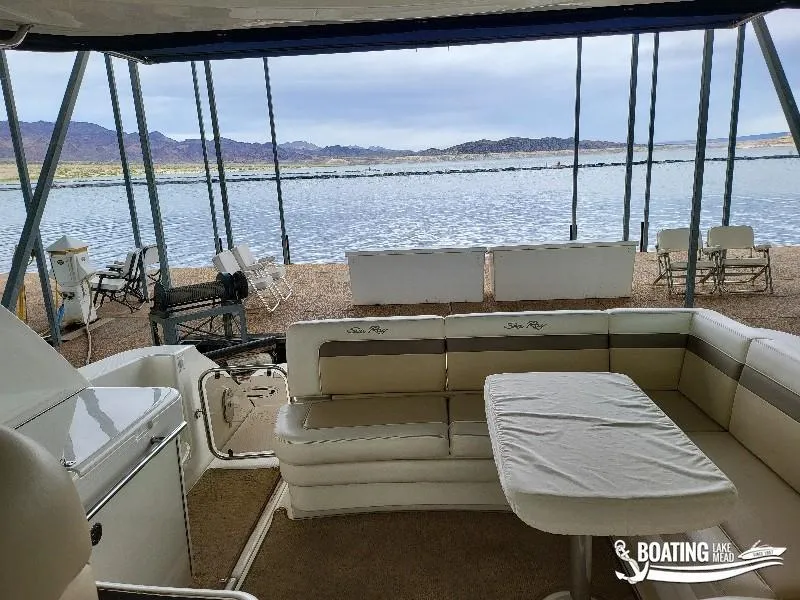 Slide: The Image of Sea Ray 450 Sundancer 2012 yacht interior with lake view at Boating Lake Mead. - 37