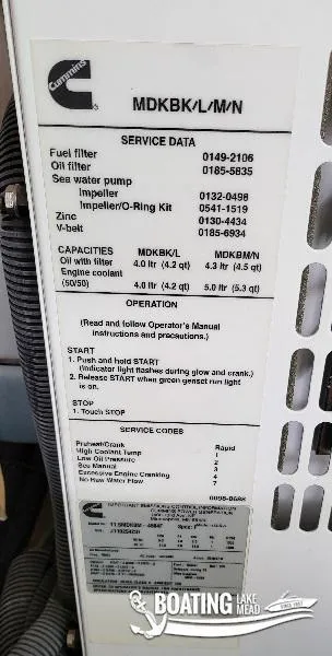 Slide: The Image of Sea Ray 450 Sundancer 2012 engine service data and operation instructions. - 45