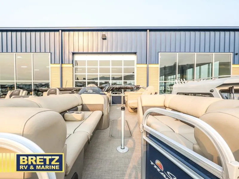 Slide: The Image of 2022 Tracker 22 XP3 Party Barge at Bretz RV & Marine showroom. - 10