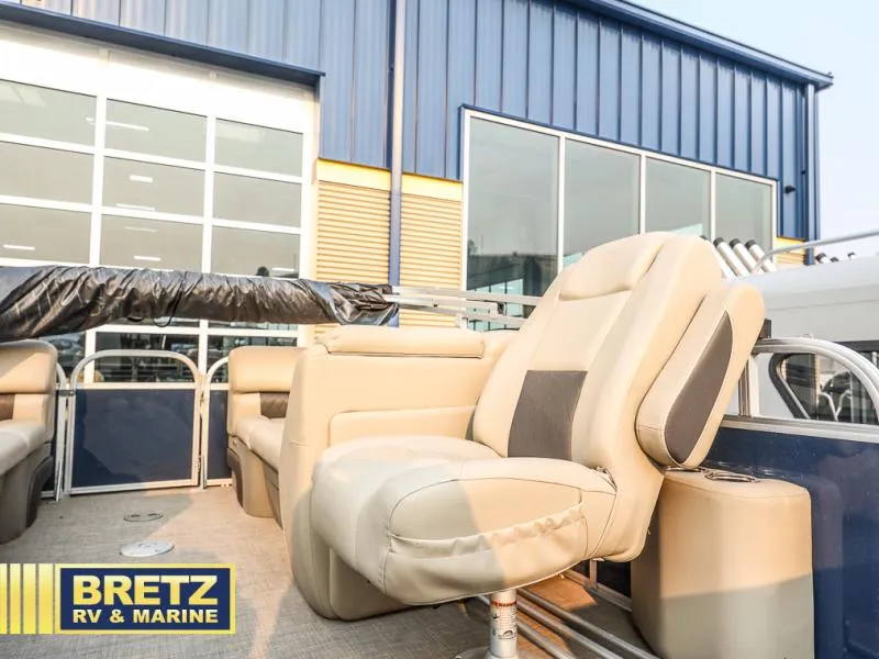 Slide: The Image of 2022 Tracker 22 XP3 Party Barge boat interior at Bretz RV & Marine. - 12