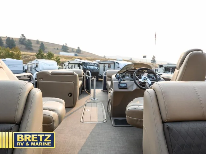 Slide: The Image of 2022 Tracker 22 XP3 Party Barge interior at Bretz RV & Marine dealership. - 14