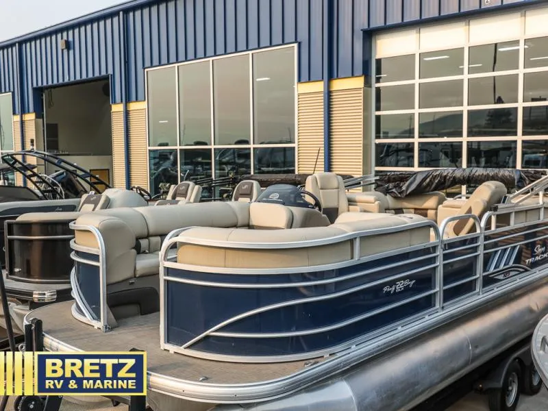 Slide: The Image of 2022 Tracker 22 XP3 Party Barge pontoon boat at Bretz RV & Marine dealership. - 3