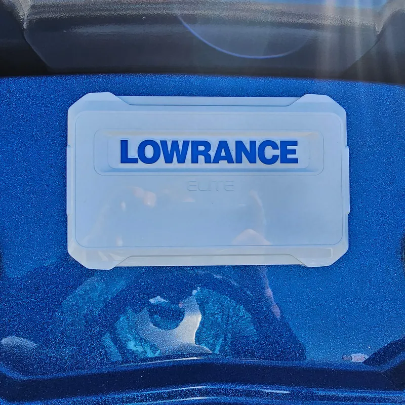 Slide: The Image of Lowrance Elite device on 2024 Nitro Z18 Pro boat dashboard. - 18