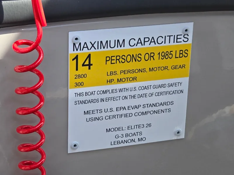 Slide: The Image of Capacity label for SunCatcher Elite 326 SL, 2024 model, 14 persons or 1985 lbs. - 8