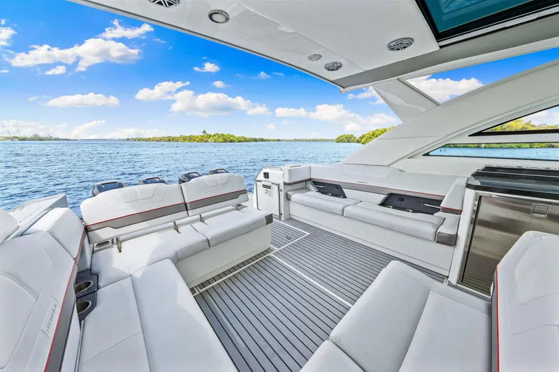 Slide: The Image of Luxurious interior of a 2017 Formula 430 Super Sport Crossover yacht on a sunny day. - 33