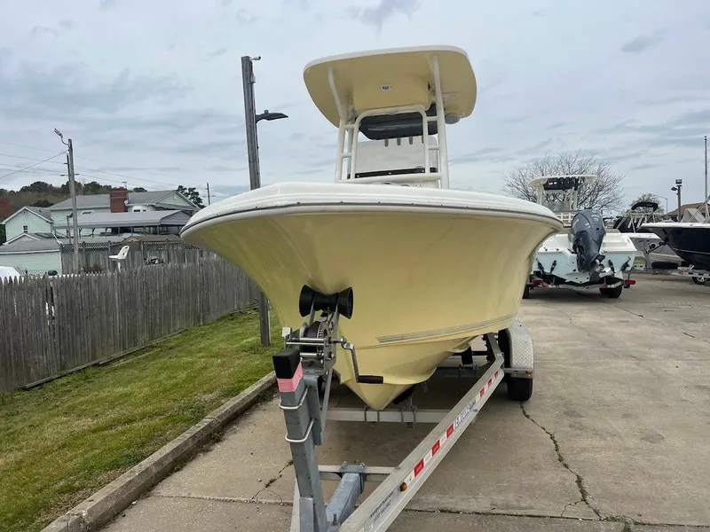 Slide: The Image of 2024 Key West 219 FS boat on trailer, front view. - 2