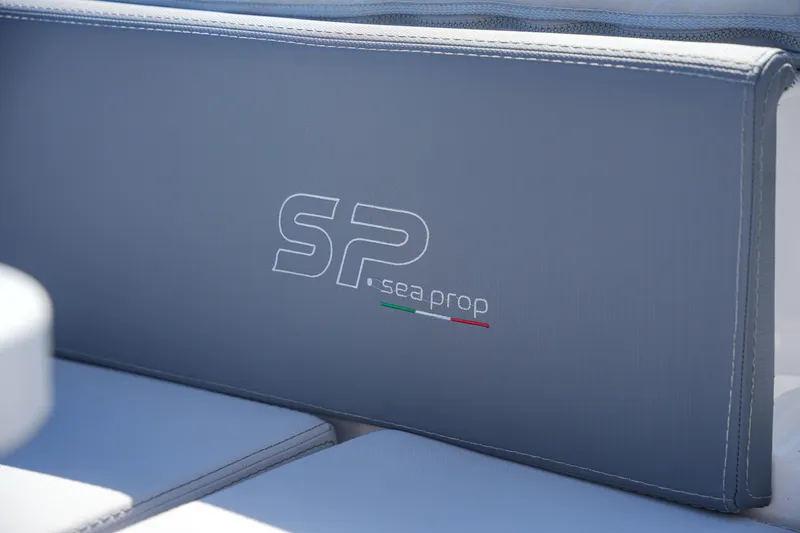 Slide: The Image of Sea Prop COMFORT 24 2025 boat seat with logo and Italian flag detail. - 14