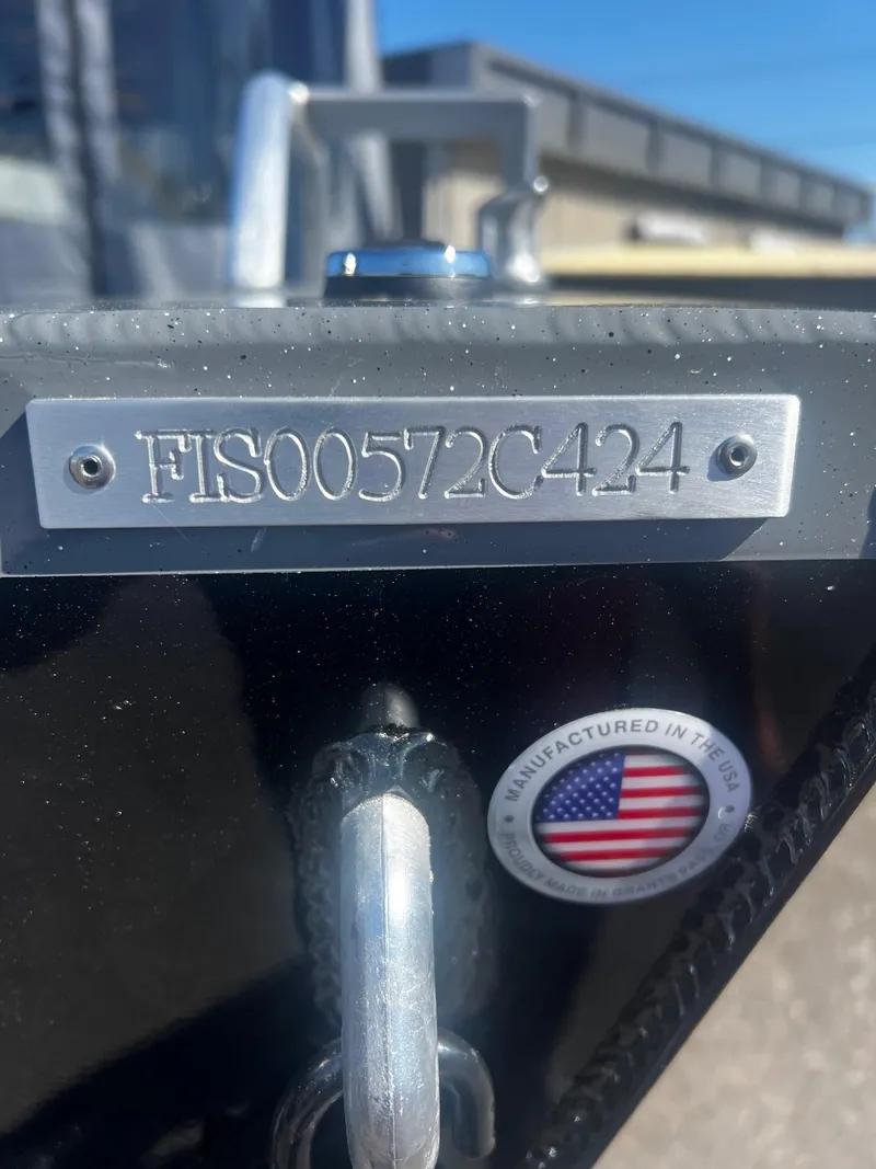 Slide: The Image of 2024 Fish Rite 200 Sportsman boat with serial number and Manufactured in USA label. - 29