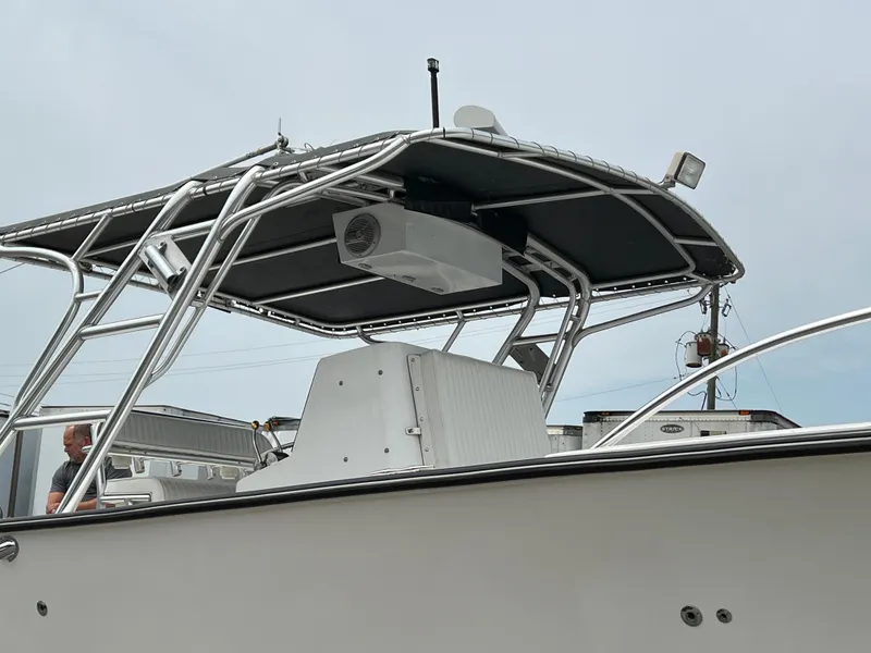 Slide: The Image of 2000 Stuart Angler 32 Center Console boat with T-top and radar equipment. - 8