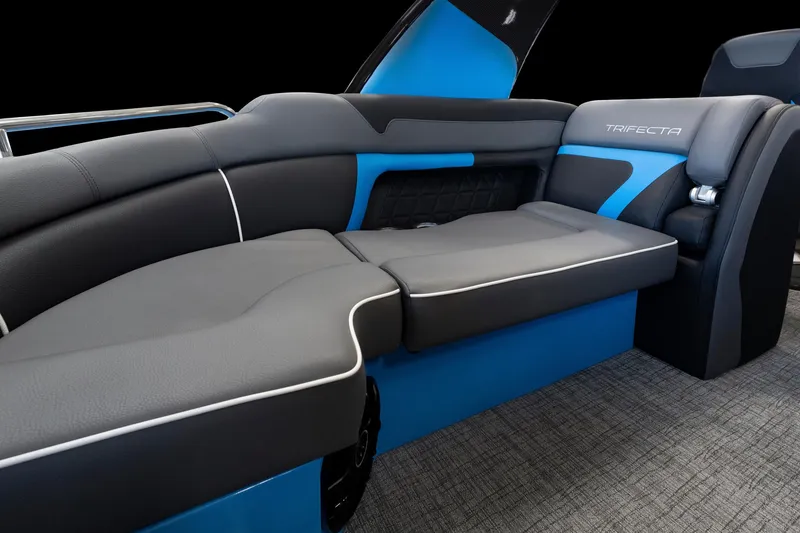 Slide: The Image of 2025 Trifecta 25 Sport RF9 DC 3.0+ boat interior with luxurious seating - 13