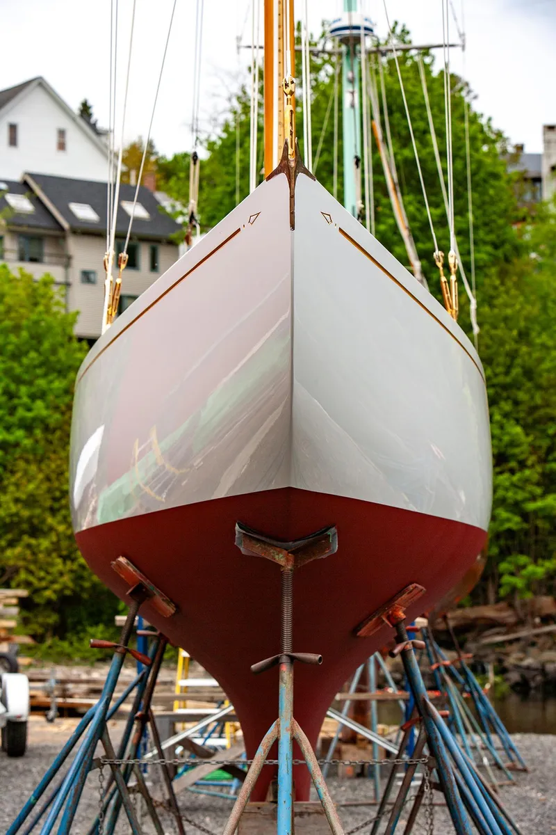 Slide: The Image of 1931 Sparkman & Stephens 36 Sloop on dry dock for maintenance. - 10
