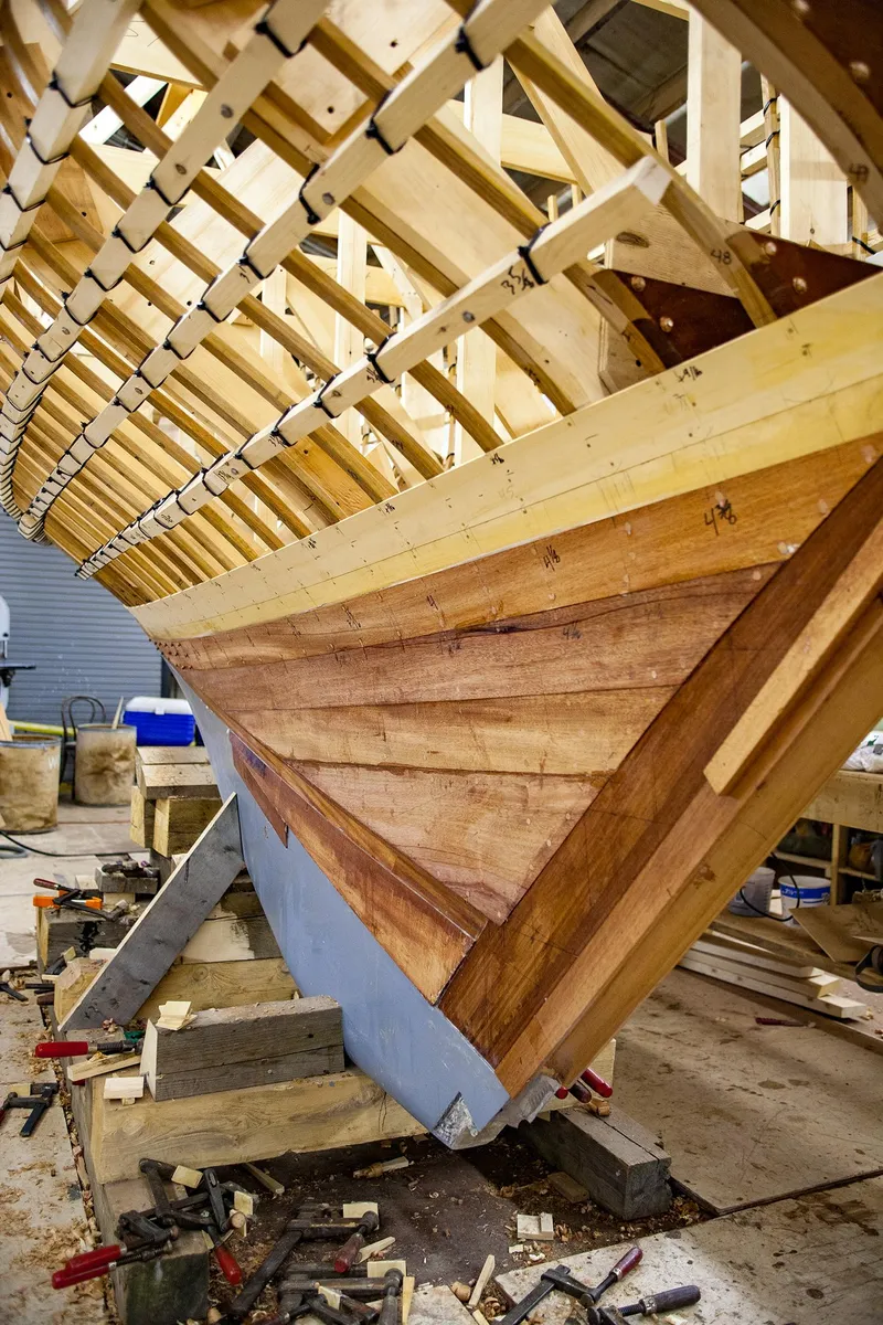 Slide: The Image of Restoration of 1931 Sparkman & Stephens 36 Sloop in progress. - 18