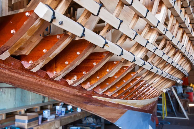 Slide: The Image of Restoration of 1931 Sparkman & Stephens 36 Sloop wooden hull in progress. - 21