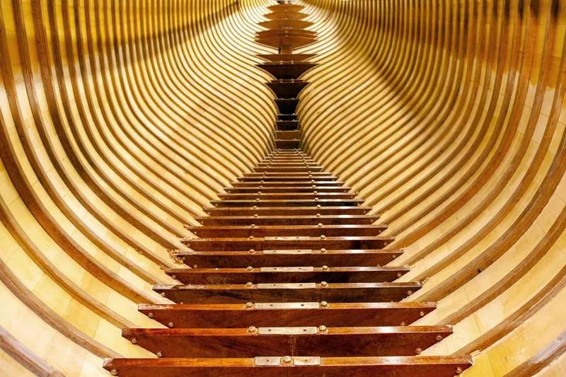 Slide: The Image of Interior view of 1931 Sparkman & Stephens 36 Sloop wooden hull structure. - 32