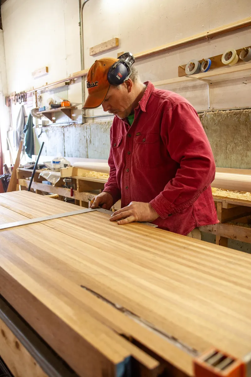 Slide: The Image of Craftsman working on Sparkman & Stephens 36 Sloop restoration, 1931 model. - 37