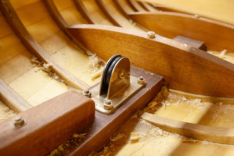 Slide: The Image of Close-up of 1931 Sparkman & Stephens 36 Sloop wooden interior detail. - 38