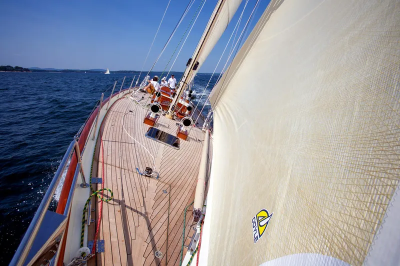 Slide: The Image of 2007 Brooklin Boat Yard Sparkman & Stephens 56 Sloop sailing on open water. - 14