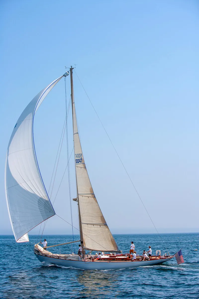 Slide: The Image of 2007 Brooklin Boat Yard Sparkman & Stephens 56 Sloop sailing on open water. - 15