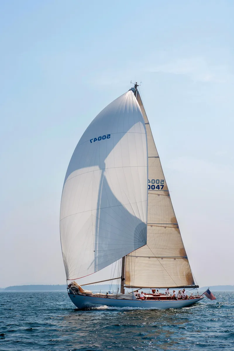 Slide: The Image of 2007 Brooklin Boat Yard Sparkman & Stephens 56 Sloop sailing on open water. - 17