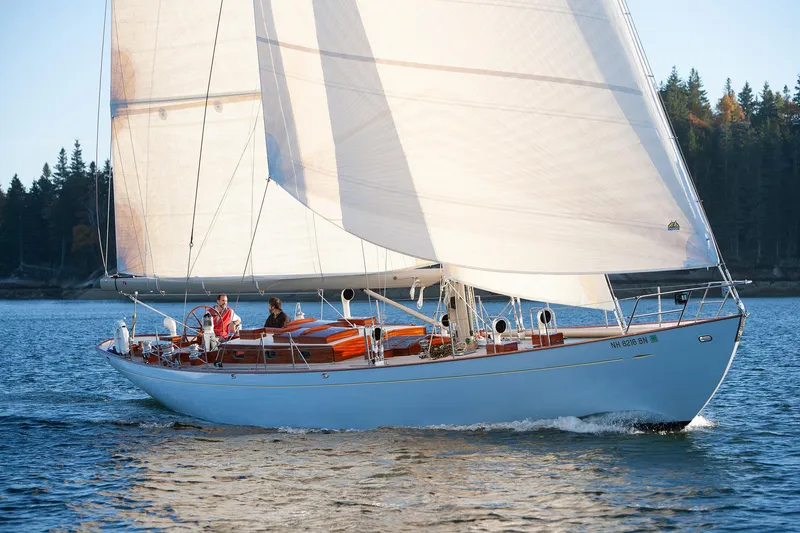 Slide: The Image of 2007 Brooklin Boat Yard Sparkman & Stephens 56 Sloop sailing on calm waters. - 2