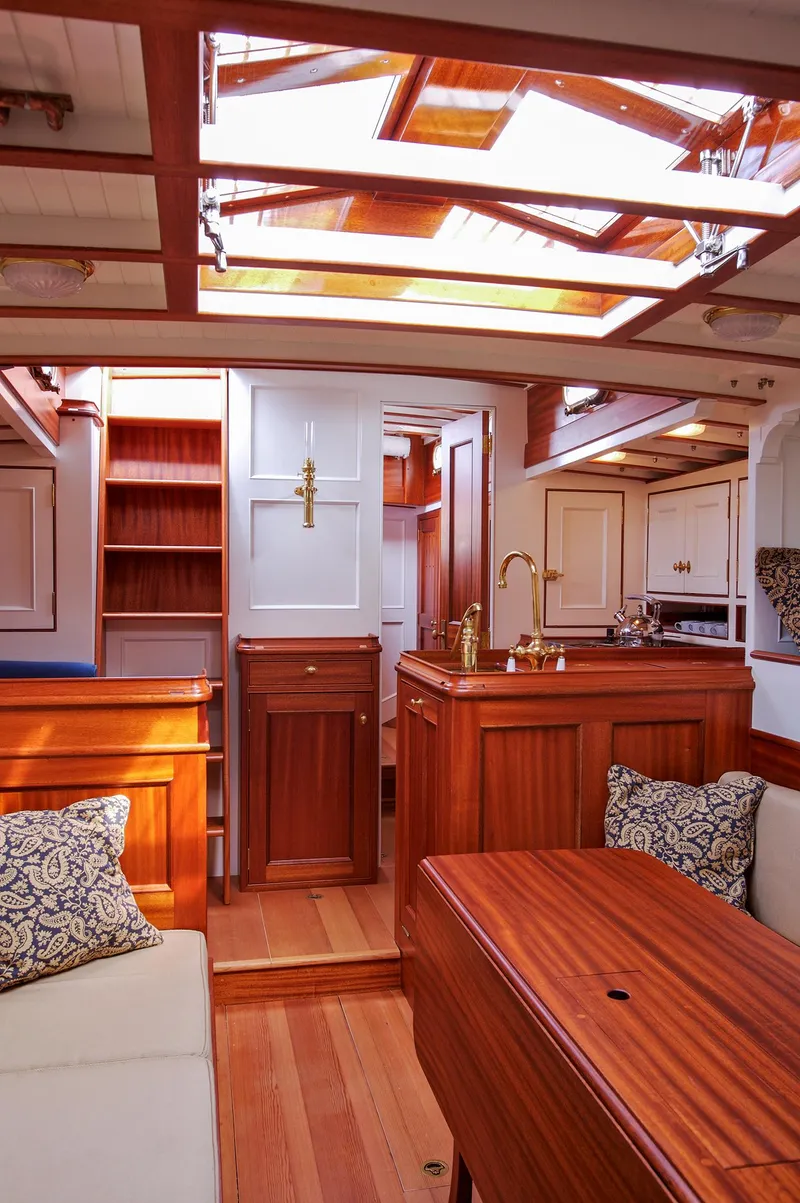 Slide: The Image of Luxurious interior of 2007 Brooklin Boat Yard Sparkman & Stephens 56 Sloop with wooden finishes. - 20