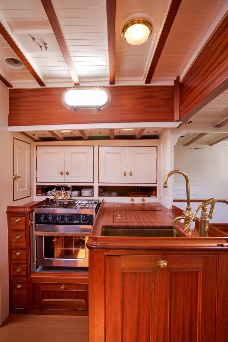 Slide: The Image of Luxurious kitchen in 2007 Brooklin Boat Yard Sparkman & Stephens 56 Sloop yacht. - 21