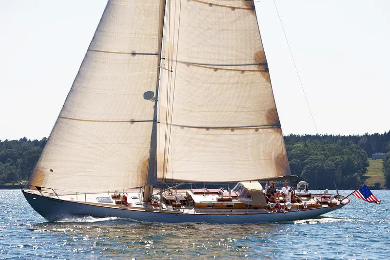 Slide: The Image of 2007 Brooklin Boat Yard Sparkman & Stephens 56 Sloop sailing on water. - 3