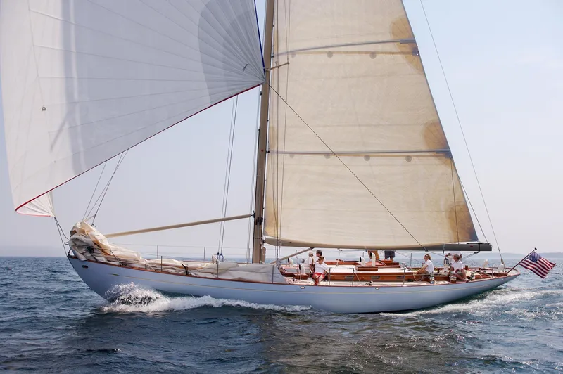Slide: The Image of 2007 Brooklin Boat Yard Sparkman & Stephens 56 Sloop sailing on open water. - 5
