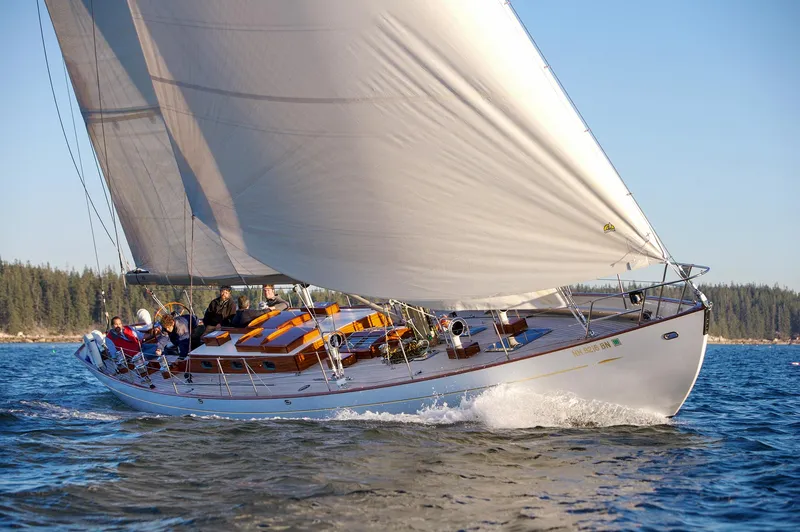 Slide: The Image of 2007 Brooklin Boat Yard Sparkman & Stephens 56 Sloop sailing on open water. - 7