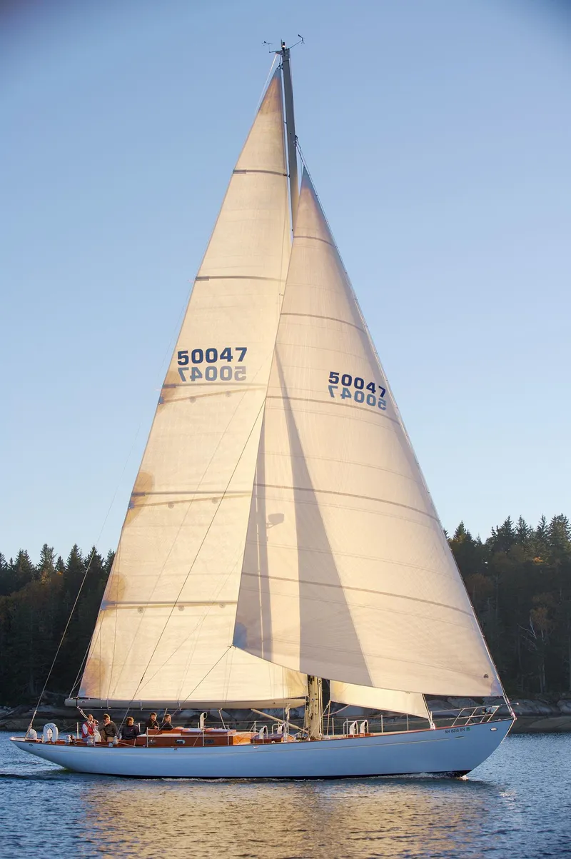 Slide: The Image of 2007 Brooklin Boat Yard Sparkman & Stephens 56 Sloop sailing on calm waters. - 9